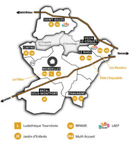 Carte services pôle petite Enfance du CIAS à l'Ouest de Rennes